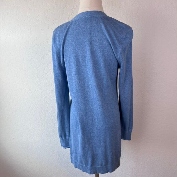 J. Jill Button Front Lightweight Cardigan Sweater sz Small 100% Cotton Blue Long - Picture 5 of 8